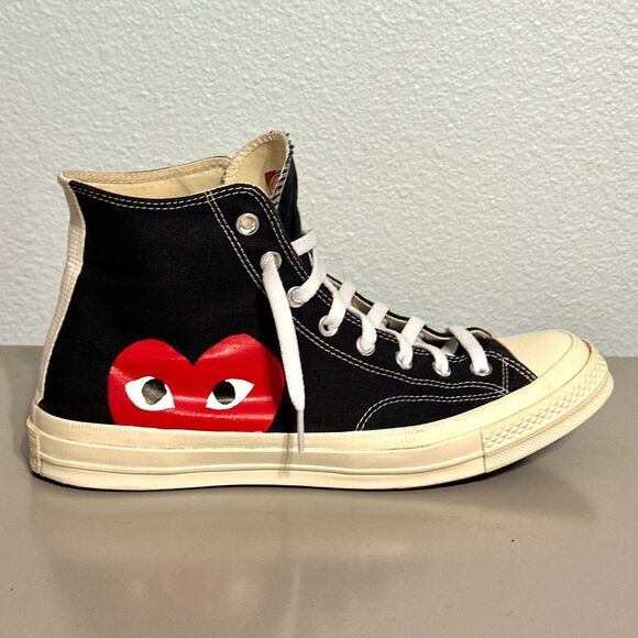 Converse Play High Top Sneakers Mens Size 11 Black Lace-Up Comme De Garcons - Picture 8 of 15